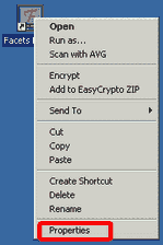 Facets shortcut right-click menu